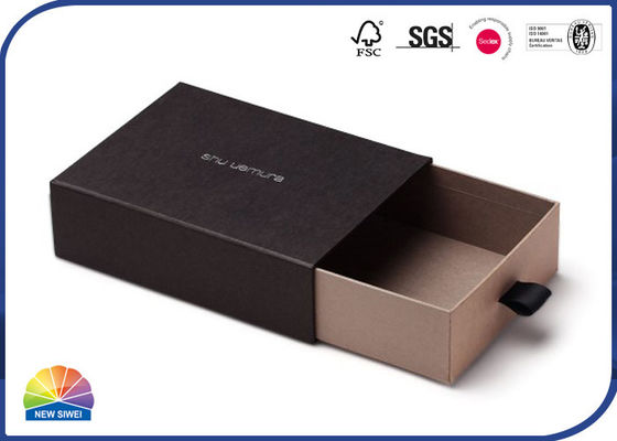 Rigid Paper Boxes Kraft Paper Sliding Drawer Boxes With Silver Gold Foil Stamping