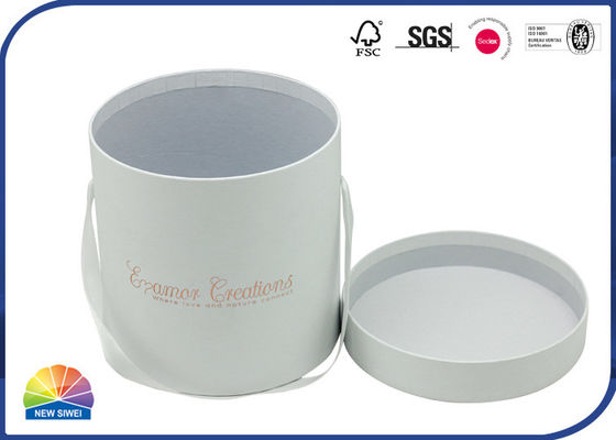 Ribbon Handle Flat Edge 157gsm Coated Cardboard Paper Tube
