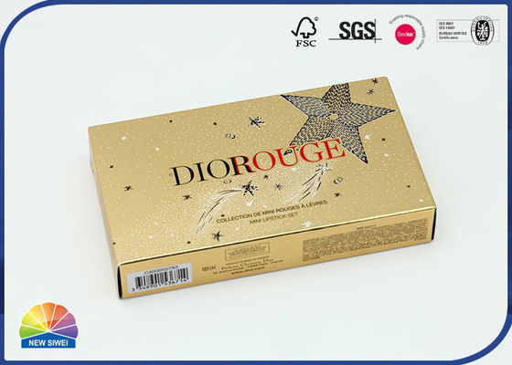 Gold Cardboard Folding Box Printed Inside Plastic Tray For Lipstick