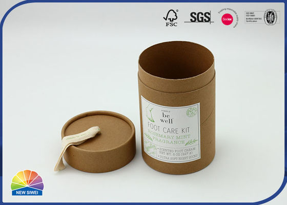 Ribbon Handle Brown Cylinder Kraft Paper Tube 4c Print