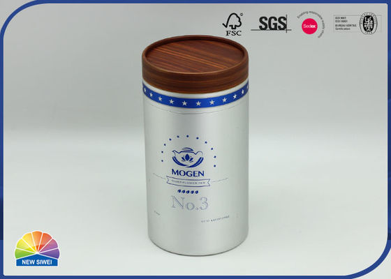 4c Uv Print 182gsm Silver Cardboard Tube Packaging For Coffee Tea