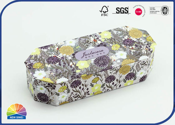 Flower Print Octagon Shaped Hinged Lid Gift Box Magnetic Closure