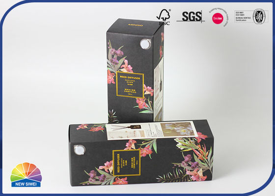 Black Kraft Paper Folding Carton Box Aromatherapy Gold Stamping